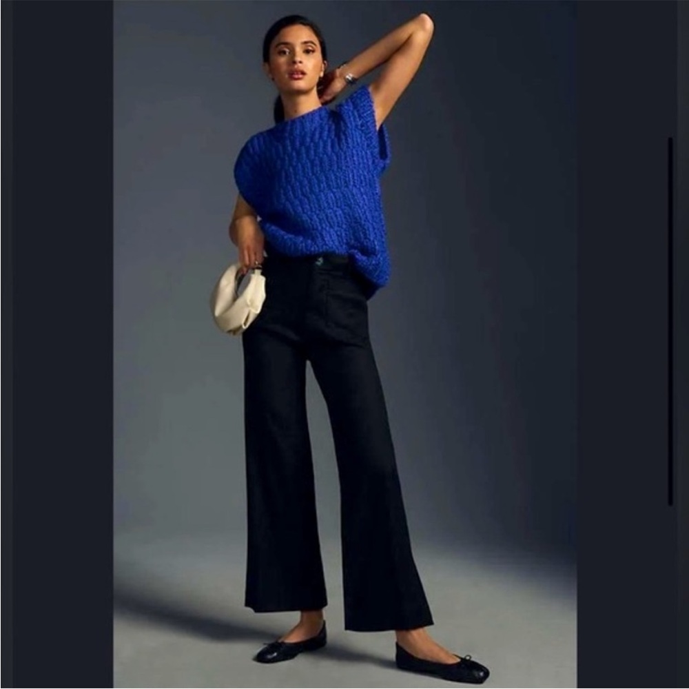 Anthropologie The Colette Cropped Wide-Leg Linen Pants